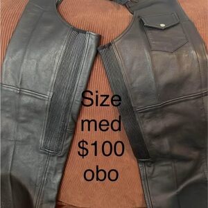 Black Leather Vest with Smooth Finish